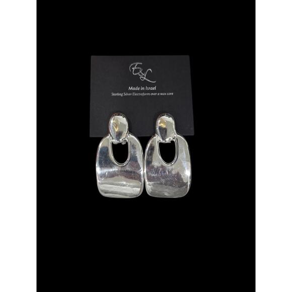 E&L Israel Sterling Silver Electroform Drop Earrings